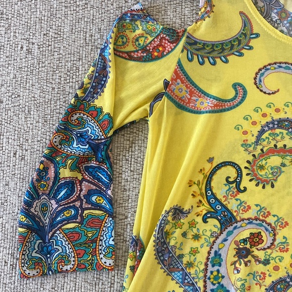 Watermelon cold shoulder, 3/4 sleeves, with pockets, fun print midi dress. - Picture 4 of 6